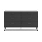 Black Panel Headboard with Dresser and Nightstand