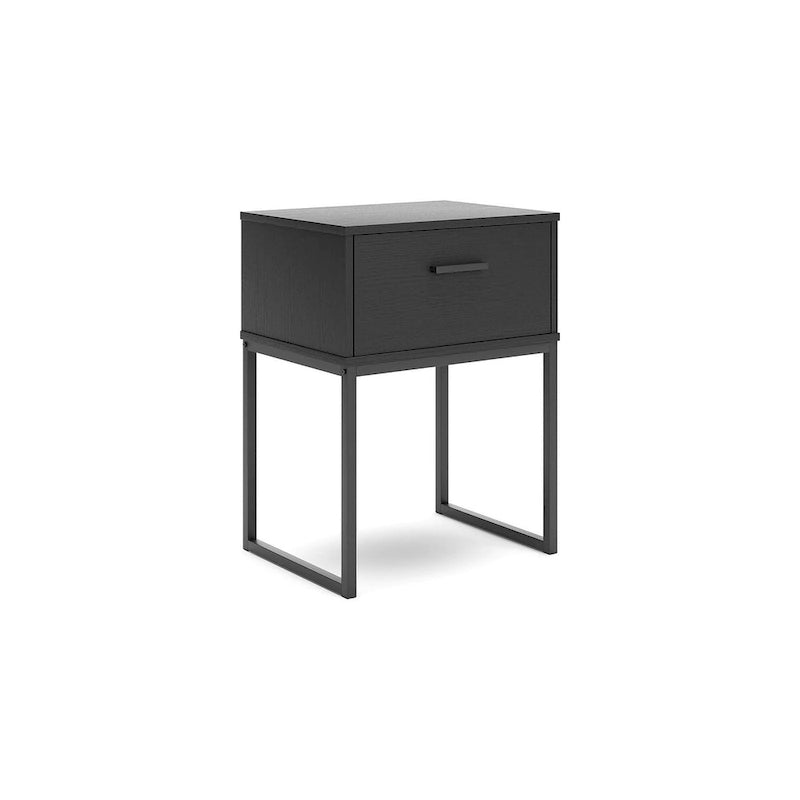 Black Panel Headboard with Dresser and Nightstand
