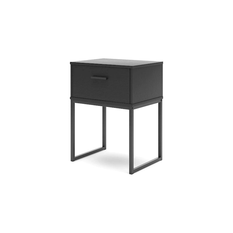 Black Panel Headboard with Dresser and Nightstand