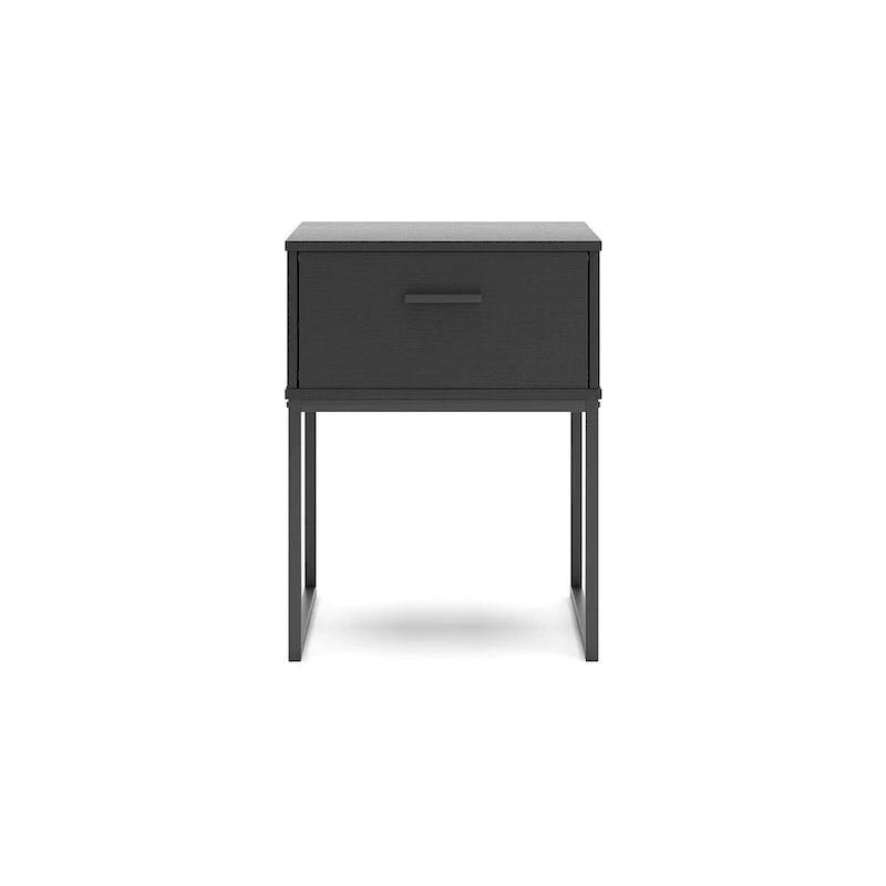 Black Panel Headboard with Dresser and Nightstand