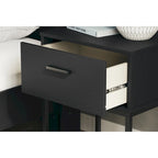 Black Panel Headboard with Dresser and Nightstand