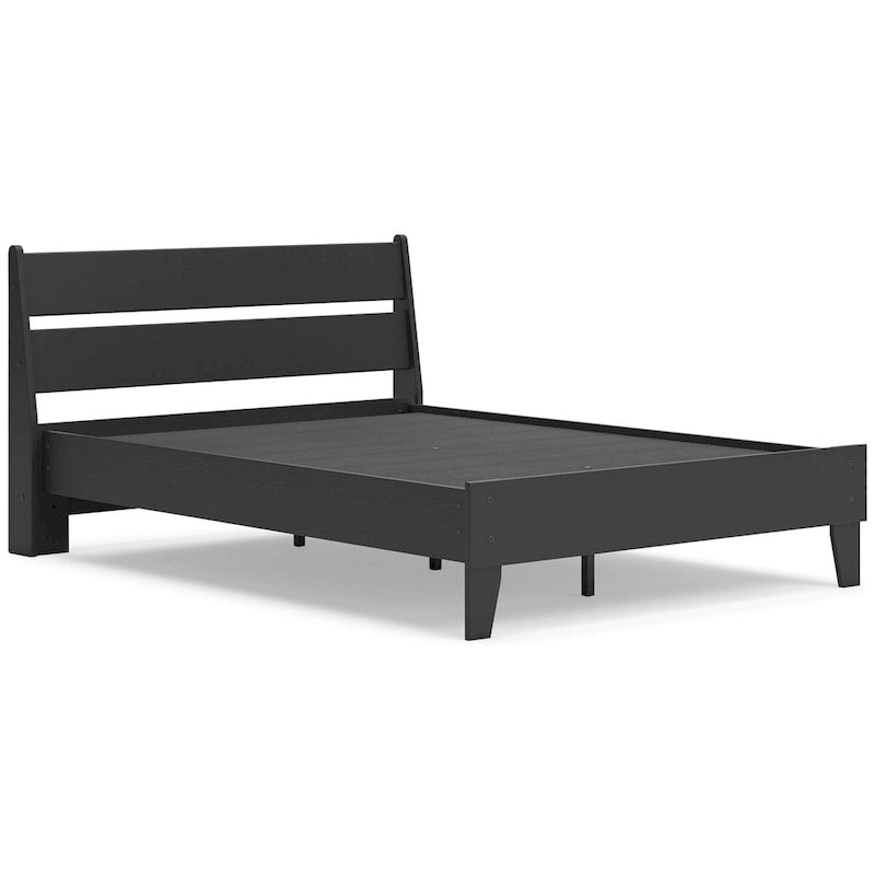 Black Panel Headboard with Dresser and Nightstand