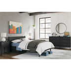 Black Panel Headboard with Dresser and Nightstand