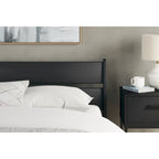 Black Panel Headboard with Dresser and Nightstand