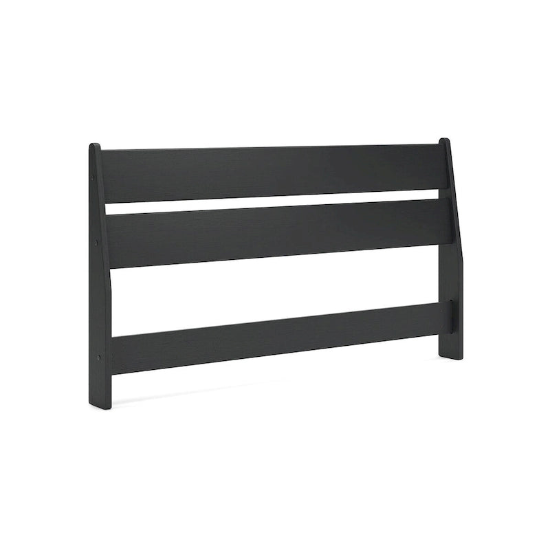 Black Panel Headboard with Dresser and Nightstand