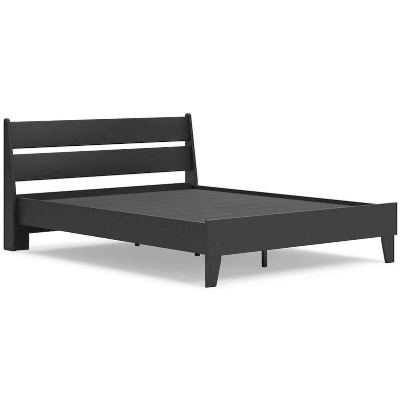 Black Panel Headboard with Dresser and Nightstand