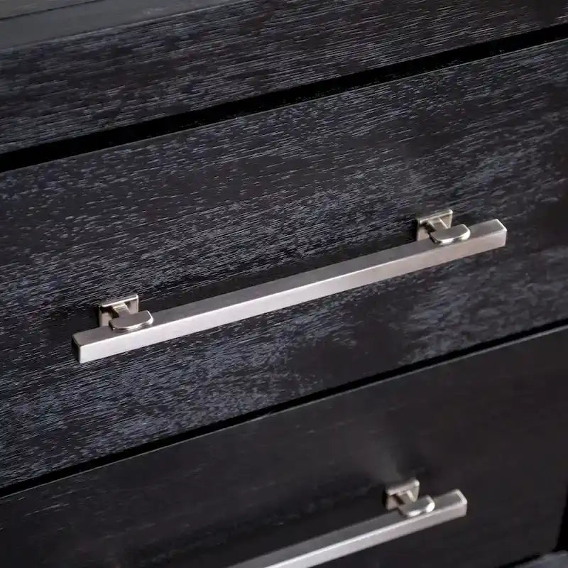 Modern Black Solid Wood Bed and 2 Nightstand Bedroom Package With LED Headboard