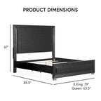 Modern Black Solid Wood Bed and 2 Nightstand Bedroom Package With LED Headboard