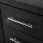 Modern Black Solid Wood Bed and 2 Nightstand Bedroom Package With LED Headboard