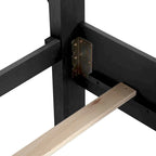 Modern Black Solid Wood Bed and 2 Nightstand Bedroom Package With LED Headboard
