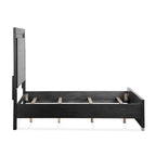 Modern Black Solid Wood Bed and 2 Nightstand Bedroom Package With LED Headboard