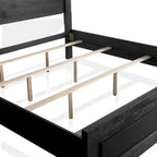 Modern Black Solid Wood Bed and 2 Nightstand Bedroom Package With LED Headboard