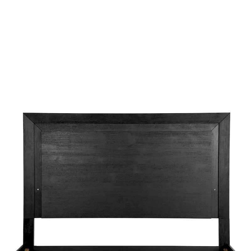 Modern Black Solid Wood Bed and 2 Nightstand Bedroom Package With LED Headboard