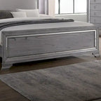 Contemporary Grey 2-Piece Panel Bed and Chest with LED