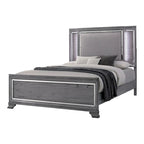 Contemporary Grey 2-Piece Panel Bed and Chest with LED