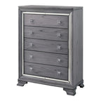 Contemporary Grey 2-Piece Panel Bed and Chest with LED