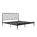 Metal Bed Frame with Geometric Panel Headboard