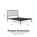 Metal Bed Frame with Geometric Panel Headboard