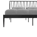 Metal Bed Frame with Geometric Panel Headboard