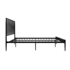 Metal Bed Frame with Geometric Panel Headboard