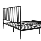 Metal Bed Frame with Geometric Panel Headboard