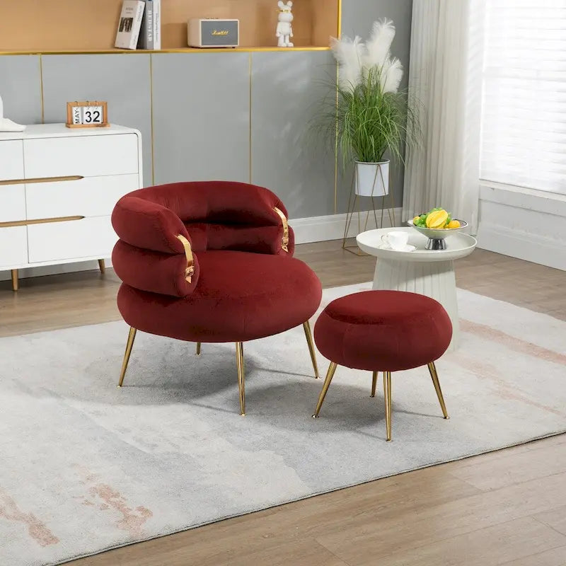 Accent Chair Modern Upholstered Armchair Tufted Chair with Metal Frame - 29.13 x 27.95 x 28.35