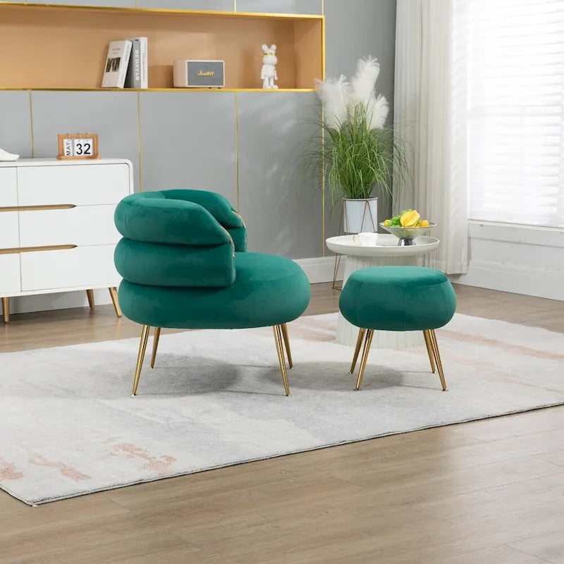 Accent Chair Modern Upholstered Armchair Tufted Chair with Metal Frame - 29.13 x 27.95 x 28.35