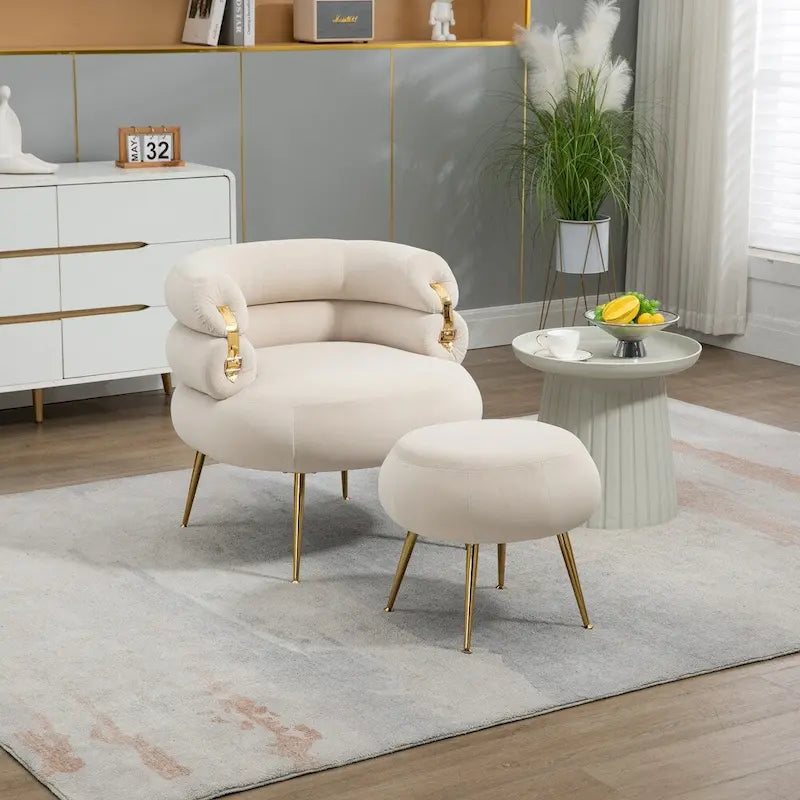 Accent Chair Modern Upholstered Armchair Tufted Chair with Metal Frame - 29.13 x 27.95 x 28.35