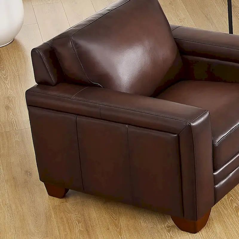 Alice Top Grain Leather Armchair With Feather, Memory Foam and Springs