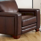 Alice Top Grain Leather Armchair With Feather, Memory Foam and Springs