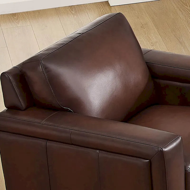 Alice Top Grain Leather Armchair With Feather, Memory Foam and Springs