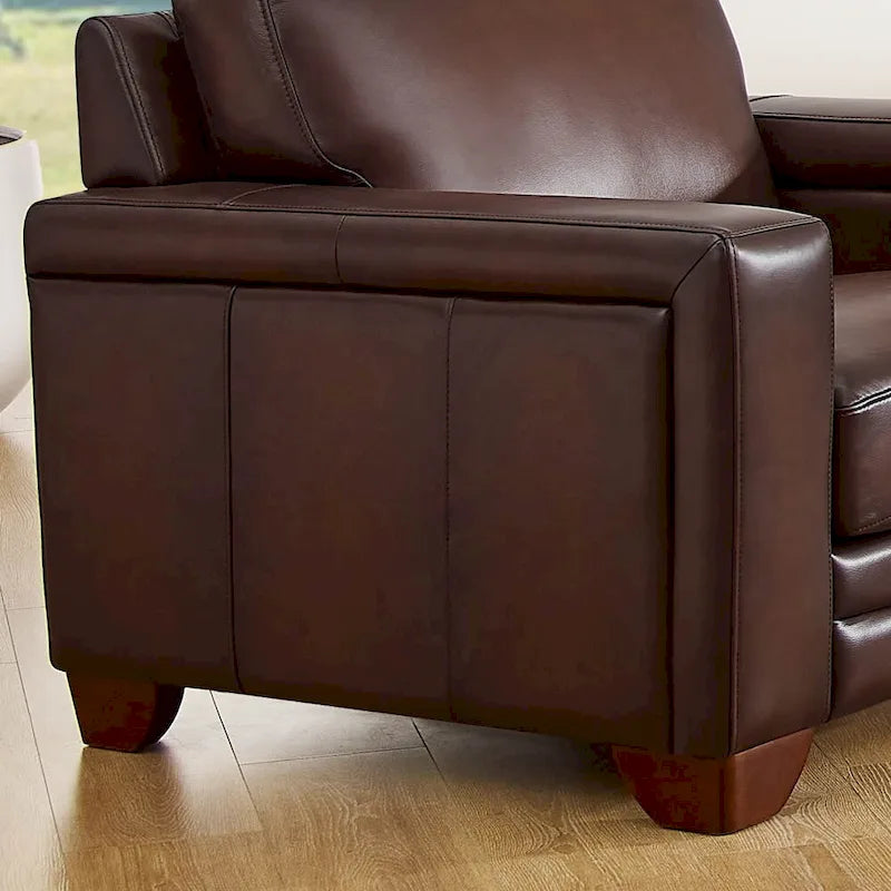 Alice Top Grain Leather Armchair With Feather, Memory Foam and Springs