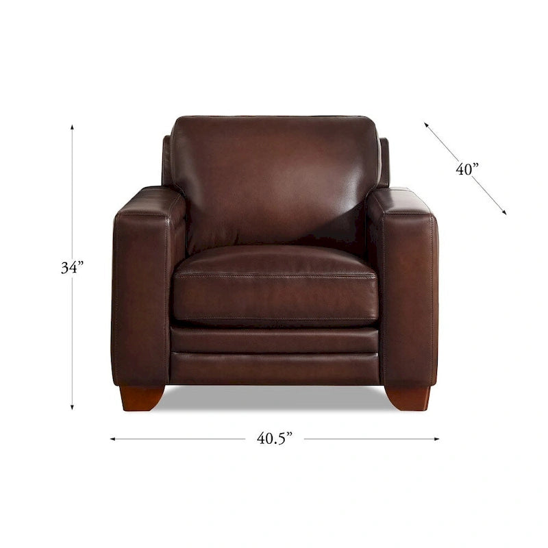 Alice Top Grain Leather Armchair With Feather, Memory Foam and Springs