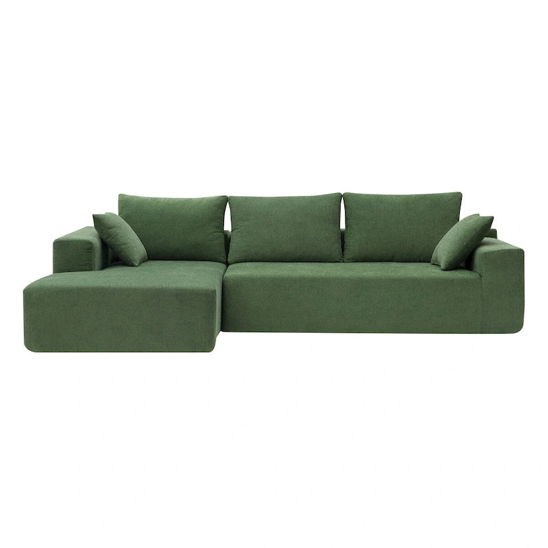 109-inch Green Modular L-shaped Minimalist Upholstered Sectional Sofa with Two Pieces - 109W x 68D x 28.5H