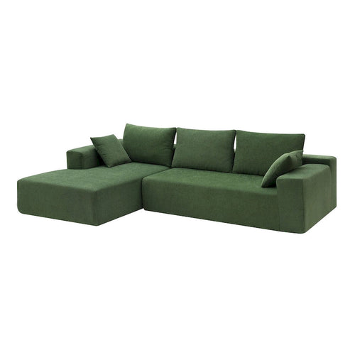 109-inch Green Modular L-shaped Minimalist Upholstered Sectional Sofa with Two Pieces - 109W x 68D x 28.5H