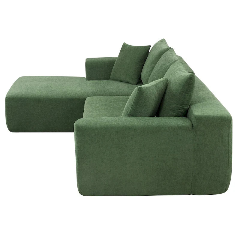 109-inch Green Modular L-shaped Minimalist Upholstered Sectional Sofa with Two Pieces - 109W x 68D x 28.5H