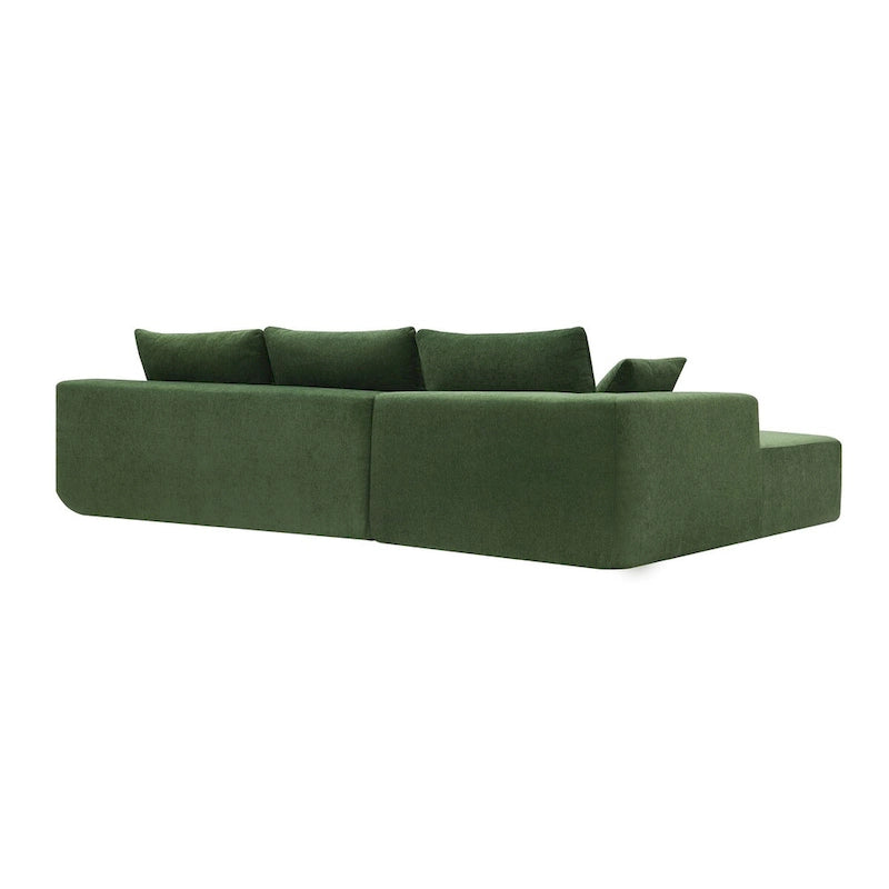 109-inch Green Modular L-shaped Minimalist Upholstered Sectional Sofa with Two Pieces - 109W x 68D x 28.5H