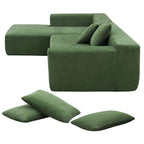 109-inch Green Modular L-shaped Minimalist Upholstered Sectional Sofa with Two Pieces - 109W x 68D x 28.5H