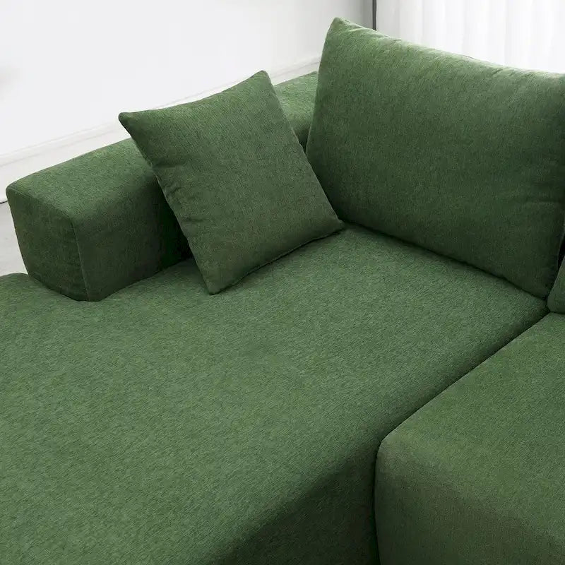 109-inch Green Modular L-shaped Minimalist Upholstered Sectional Sofa with Two Pieces - 109W x 68D x 28.5H