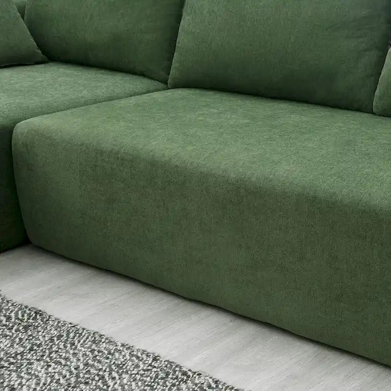 109-inch Green Modular L-shaped Minimalist Upholstered Sectional Sofa with Two Pieces - 109W x 68D x 28.5H