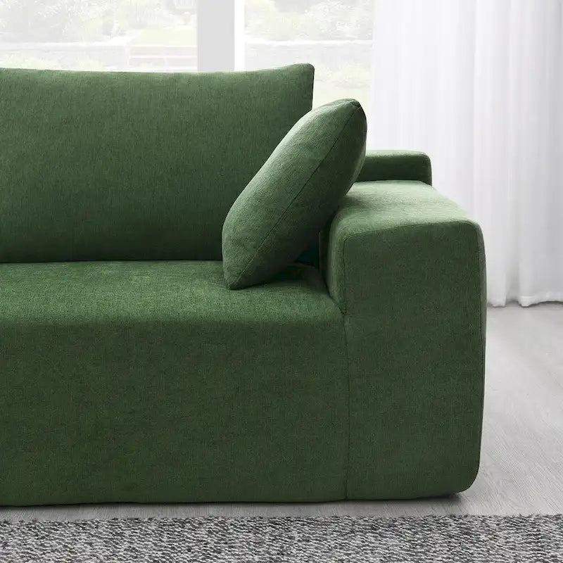 109-inch Green Modular L-shaped Minimalist Upholstered Sectional Sofa with Two Pieces - 109W x 68D x 28.5H