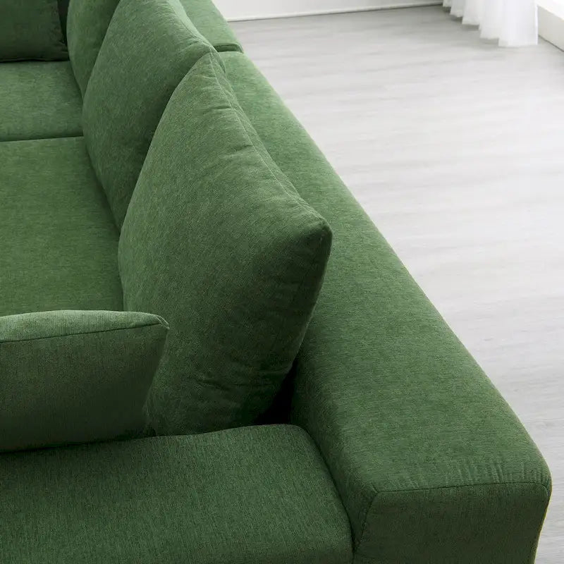 109-inch Green Modular L-shaped Minimalist Upholstered Sectional Sofa with Two Pieces - 109W x 68D x 28.5H