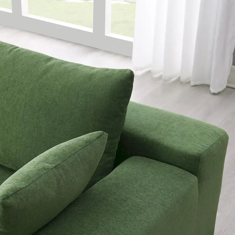 109-inch Green Modular L-shaped Minimalist Upholstered Sectional Sofa with Two Pieces - 109W x 68D x 28.5H