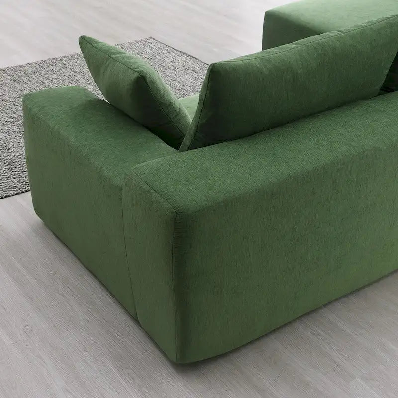 109-inch Green Modular L-shaped Minimalist Upholstered Sectional Sofa with Two Pieces - 109W x 68D x 28.5H
