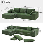 109-inch Green Modular L-shaped Minimalist Upholstered Sectional Sofa with Two Pieces - 109W x 68D x 28.5H