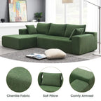 109-inch Green Modular L-shaped Minimalist Upholstered Sectional Sofa with Two Pieces - 109W x 68D x 28.5H