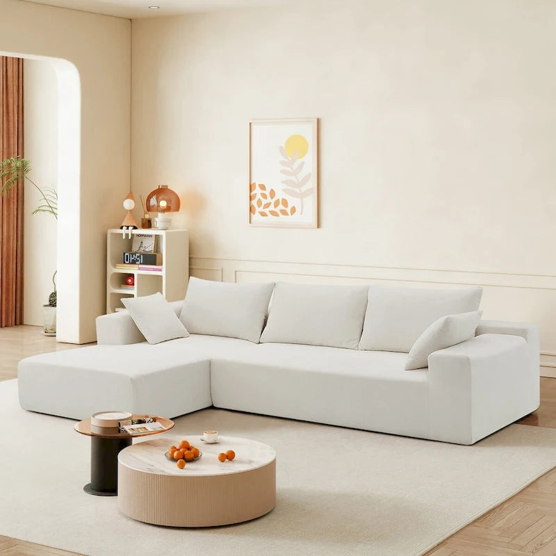 109-inch Green Modular L-shaped Minimalist Upholstered Sectional Sofa with Two Pieces - 109W x 68D x 28.5H