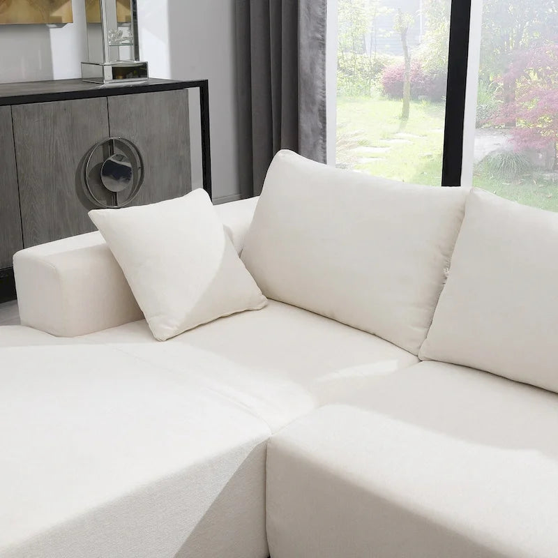 109-inch Green Modular L-shaped Minimalist Upholstered Sectional Sofa with Two Pieces - 109W x 68D x 28.5H