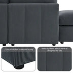 Modern L-Shape 5-Seat Sectional Sofa, Armless Couch, Ottomans, Dark Gray