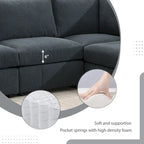 Modern L-Shape 5-Seat Sectional Sofa, Armless Couch, Ottomans, Dark Gray